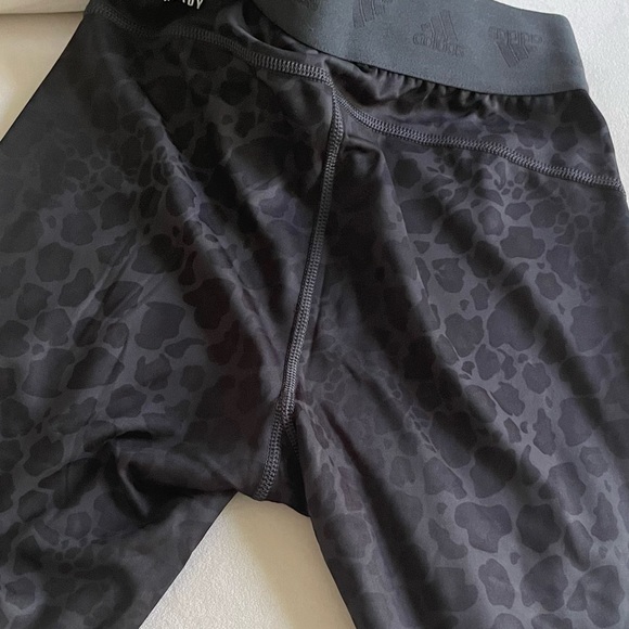 NWT Adidas Hyper Glam Mesh Leopard Print Tights black gray long leggings size XS - Picture 12 of 16